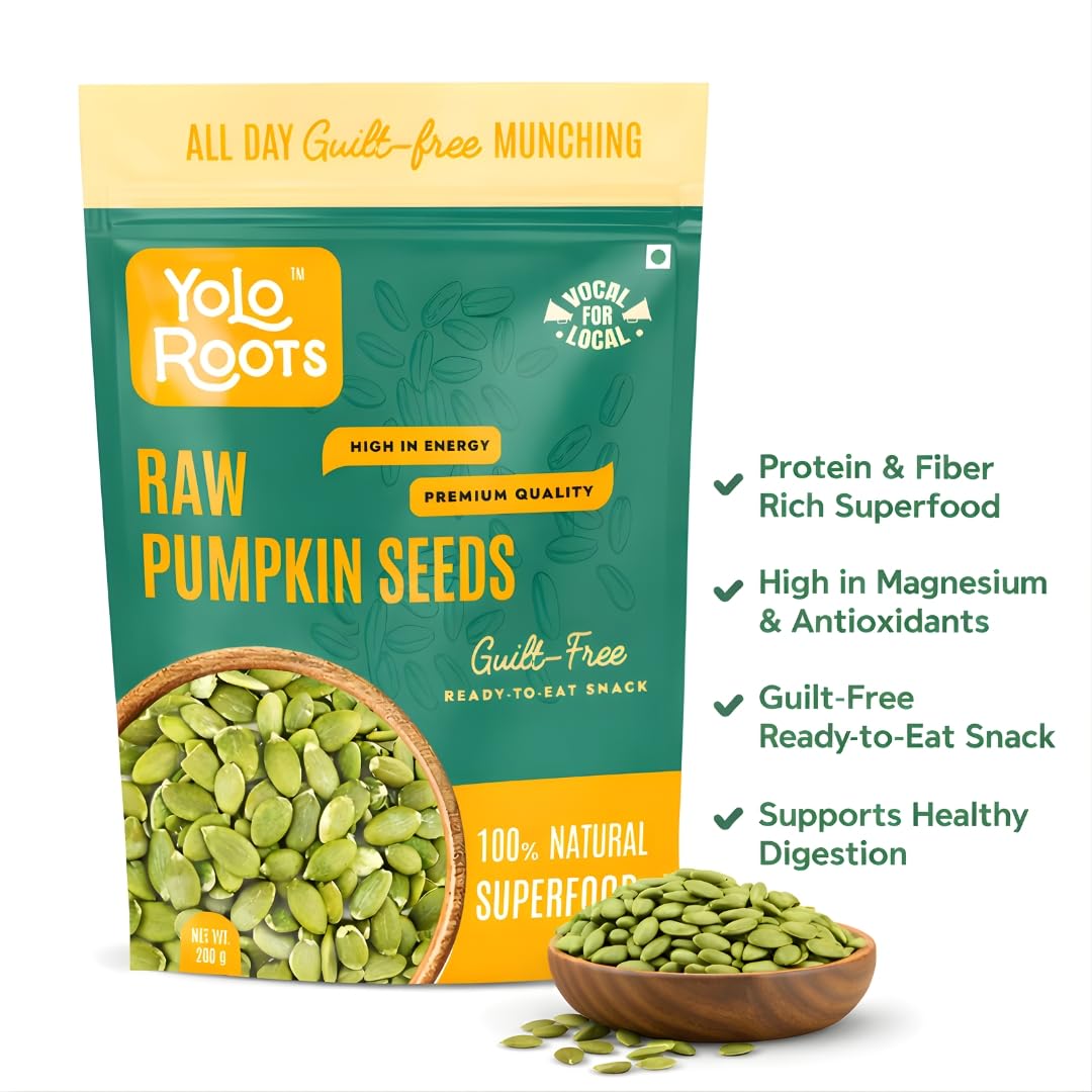 Yolo Roots Multigrain Crunchy Muesli 400g & Raw Pumpkin Seeds 200g Healthy Combo | High Fiber Breakfast Cereal & Protein Rich Seeds Snack (Pack of 2) 3