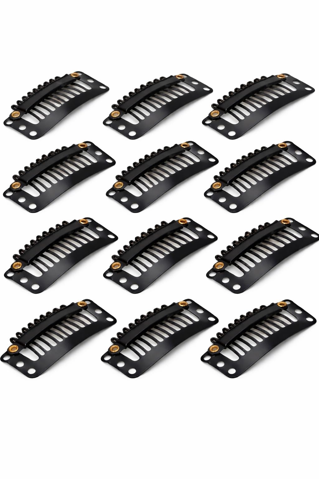 Hair Extension Clips for Women & Men– Stainless Steel Sew-In Wig & Hair Patch Clips with Soft Silicone Grip – Rust Resistant Snap Comb Clips for Extensions, Toupee & Wigs (1 count (Pack of 12))