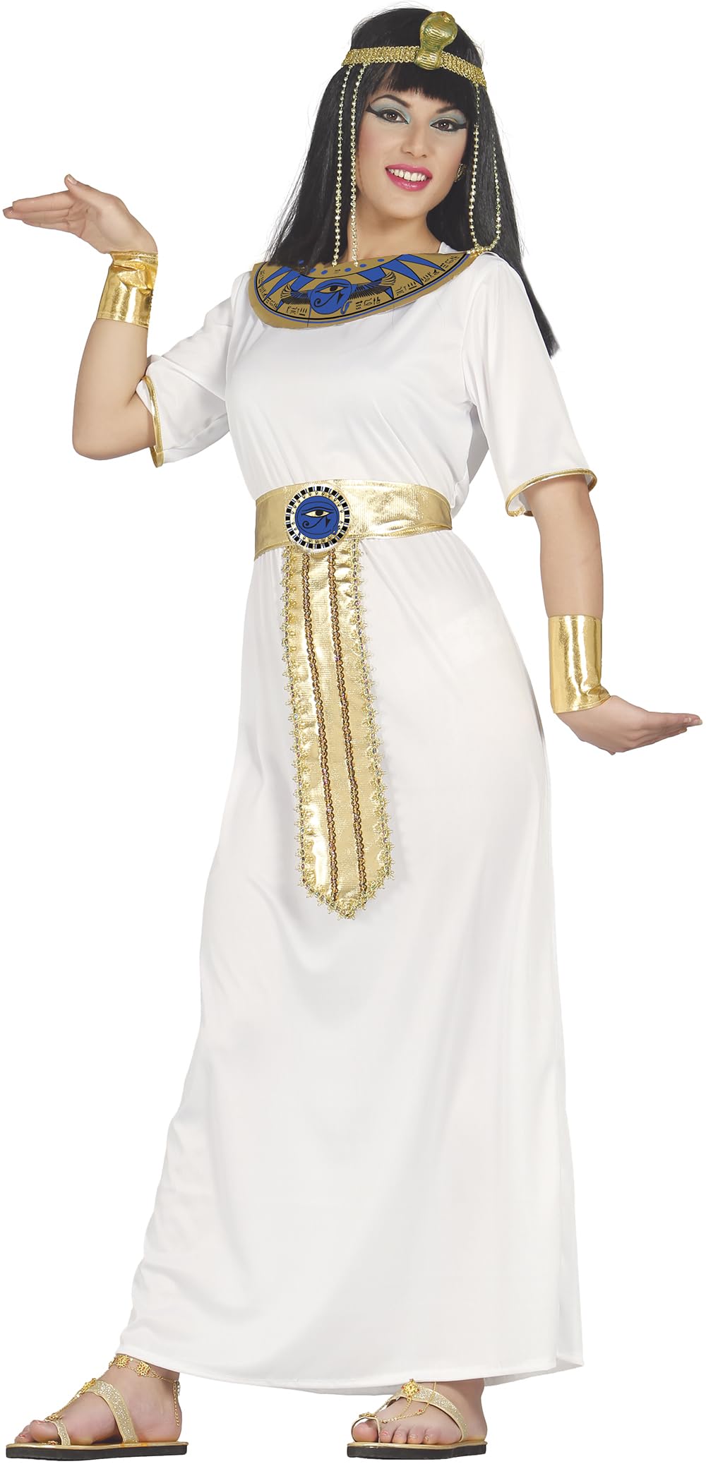 FIESTAS GUIRCA | Cleopatra Fancy Dress Costume Adult (14-16/L) - Dress and Belt - Egyptian Costumes for Halloween, Carnival and Fancy Dress Parties - Ideal for Women - White and Gold
