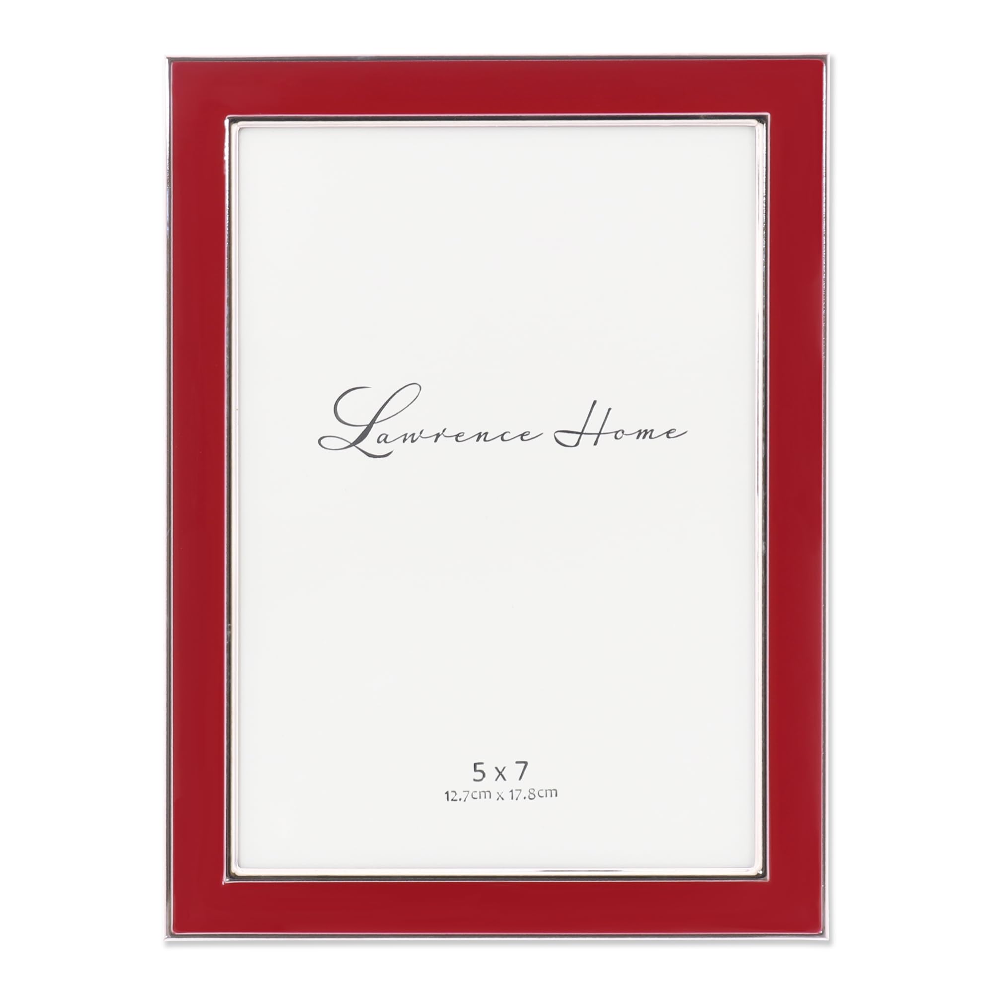 Lawrence Frames Silver Plated Metal with Red Enamel Picture Frame, Red, 5x7
