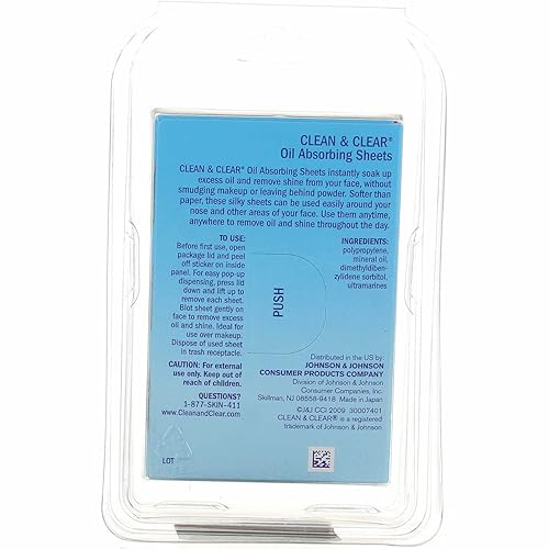 Miniatura 9 de Clean & Clear Hojas faciales absorbentes de aceite, papeles secantes portátiles para cara y nariz, hojas secantes para piel grasa para eliminar