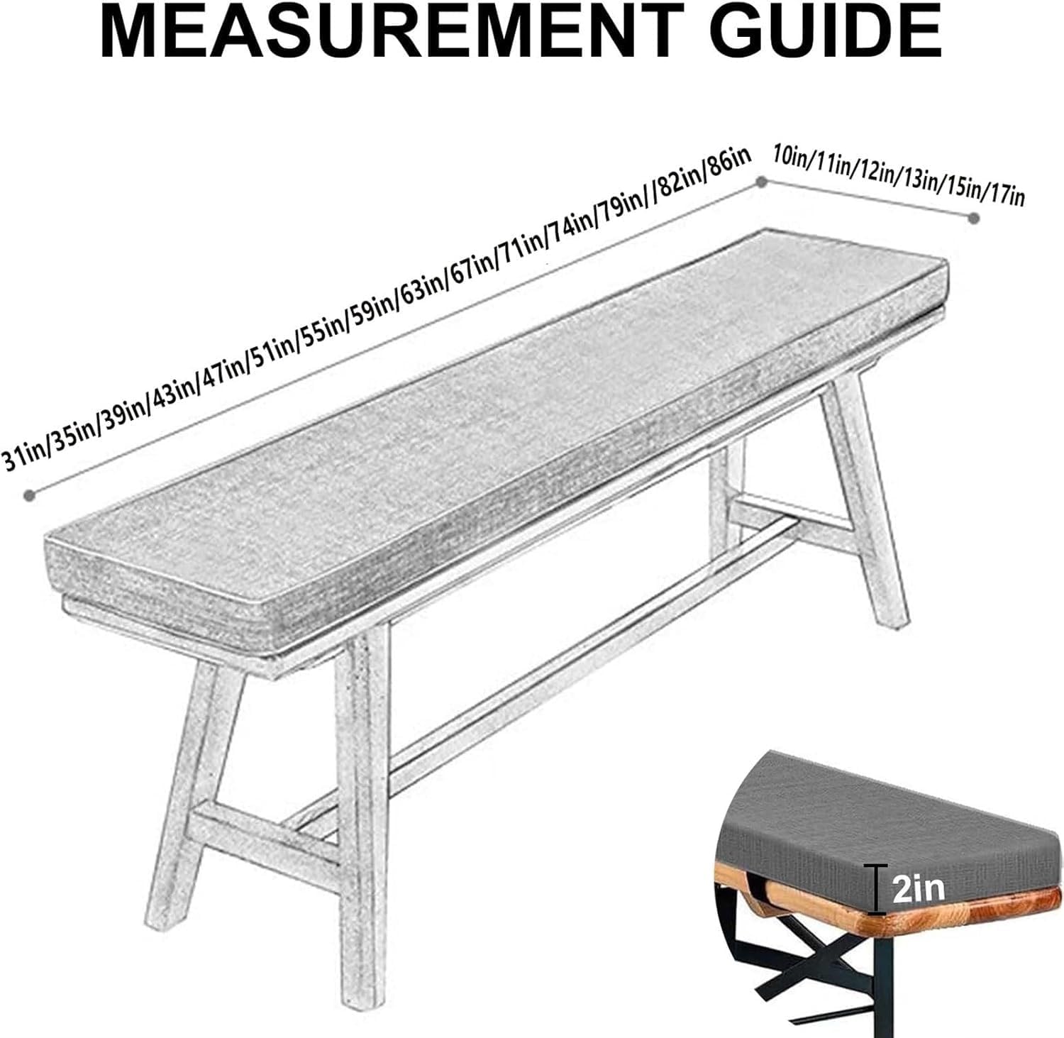 Bench Cushions for Outdoor/Indoor Furniture 48/40/36/48/60inch X 16/18/10/12/14inch Rectangular Non-Slip Seat Cushion Pad with Zipper for Beer Tent Deck Chair Swings Bay Window(Brown,59x14x2in)