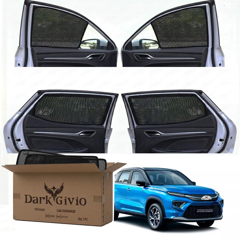 Image of Car Window Sun Shade Protector for HY Ryder (2022) | Exact Fit Non-Magnetic Half Cut Sunshade (Set of 4 /6) | UV Blocker Side Window Car Curtains & Interior Accessory