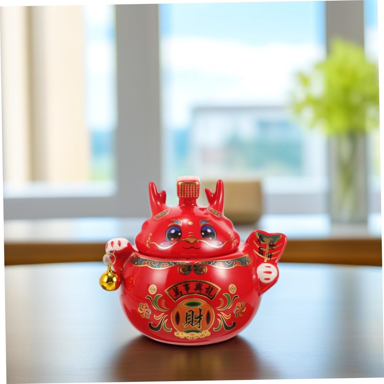 Luxshiny Multi-function Storage Canister Ceramic Tea Jar Decorative Lid for Household