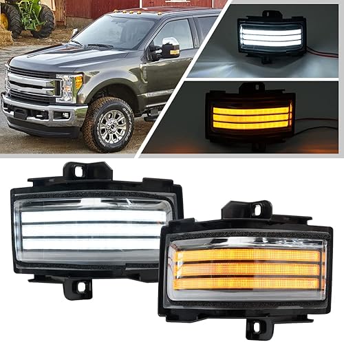 Conjunto de luces LED para espejo lateral para Ford F-150 F-250 F-350 F-450 F-550 Super Duty 2015-2023 LED de remolque manual plegable espejo de