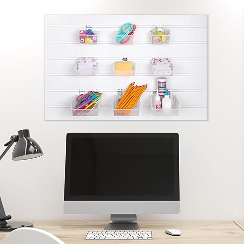 Miniatura 7 de Paquete de 18 cubos Slatwall de accesorios, varios tamaños, de plástico, montados en la pared, con ganchos de pared para montaje en pared,