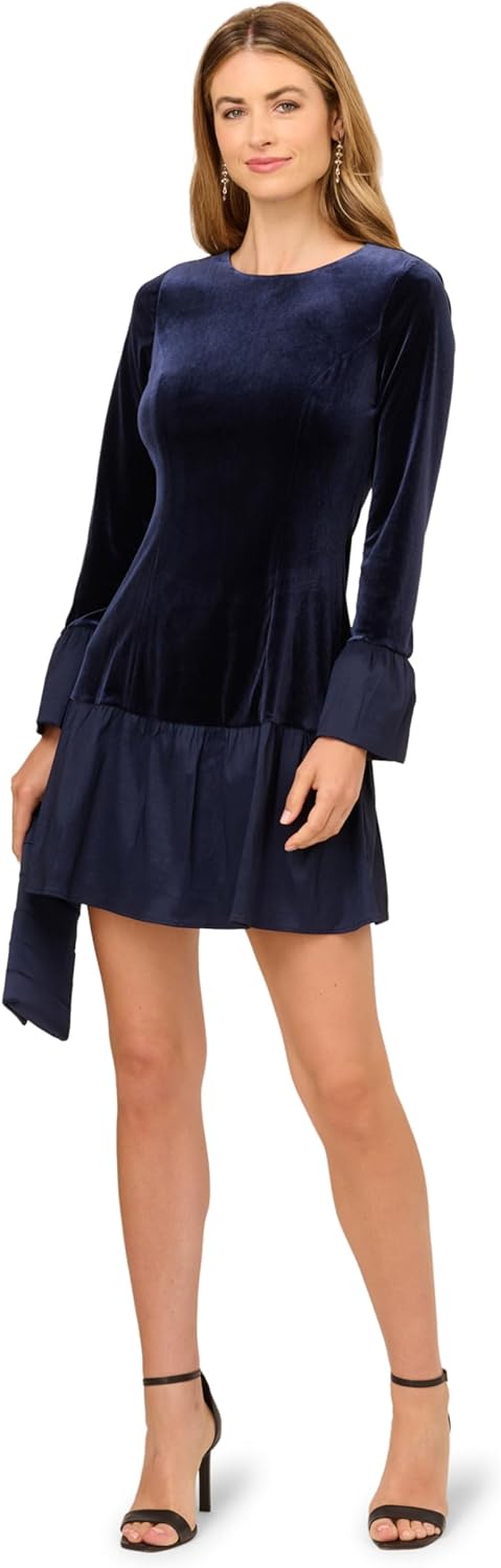 Adrianna Papell Women's Velvet Combo Midi Dress - Image 4