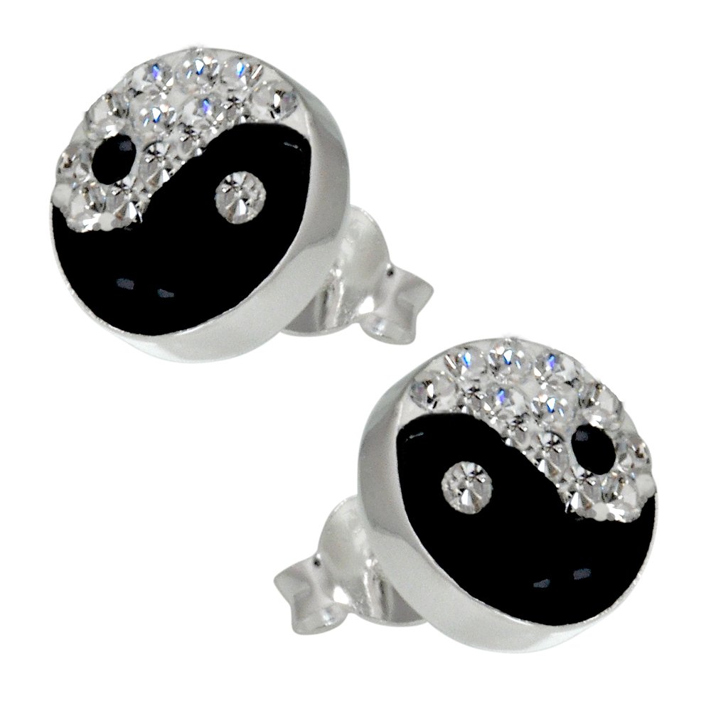 Orecchini a cerchio con zirconi bianchi e chiusura a scattino placcati oro bianco in argento 925