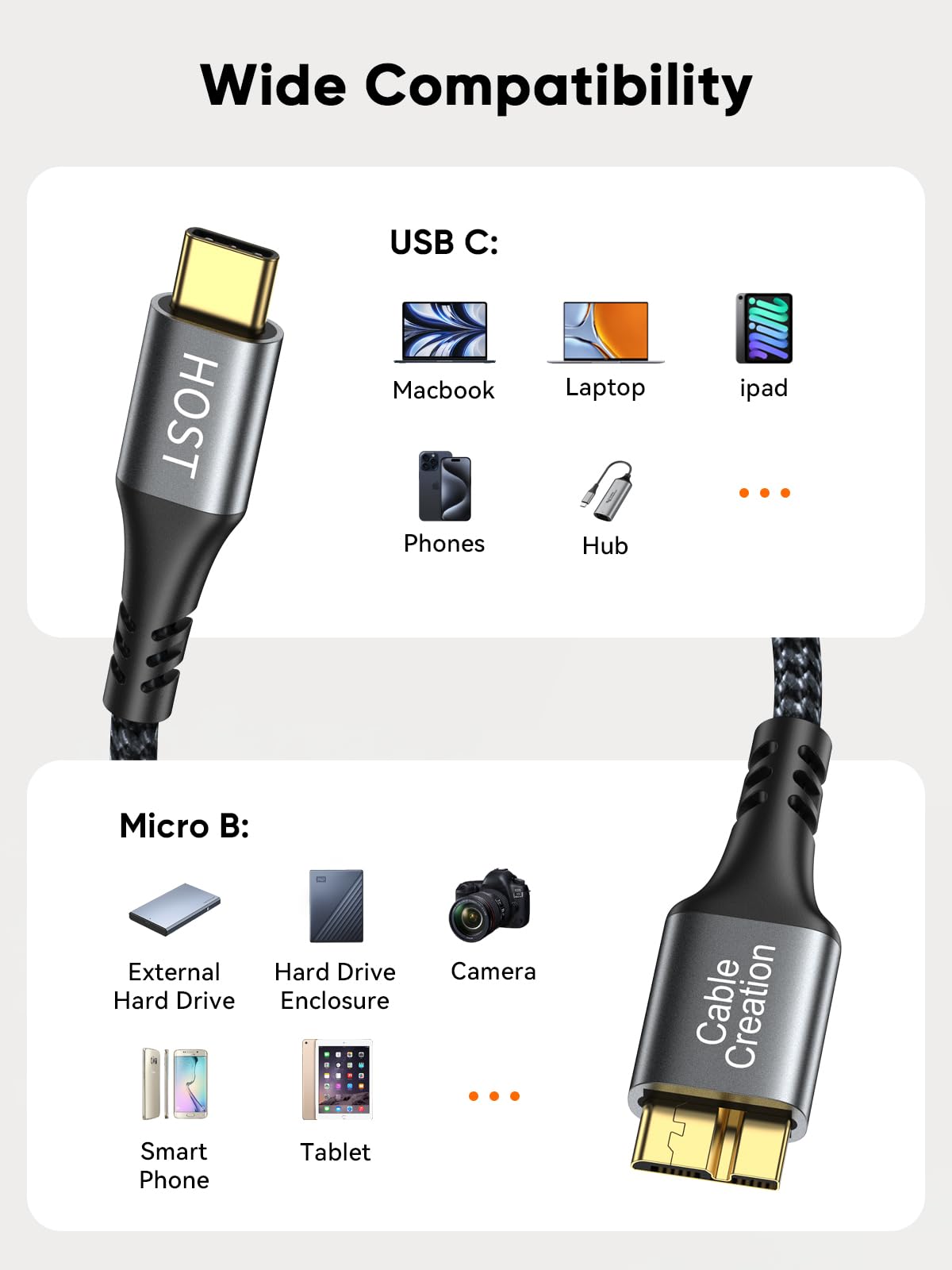 10Gbps USB C to Micro B Cable - Fast Data Transfer -7