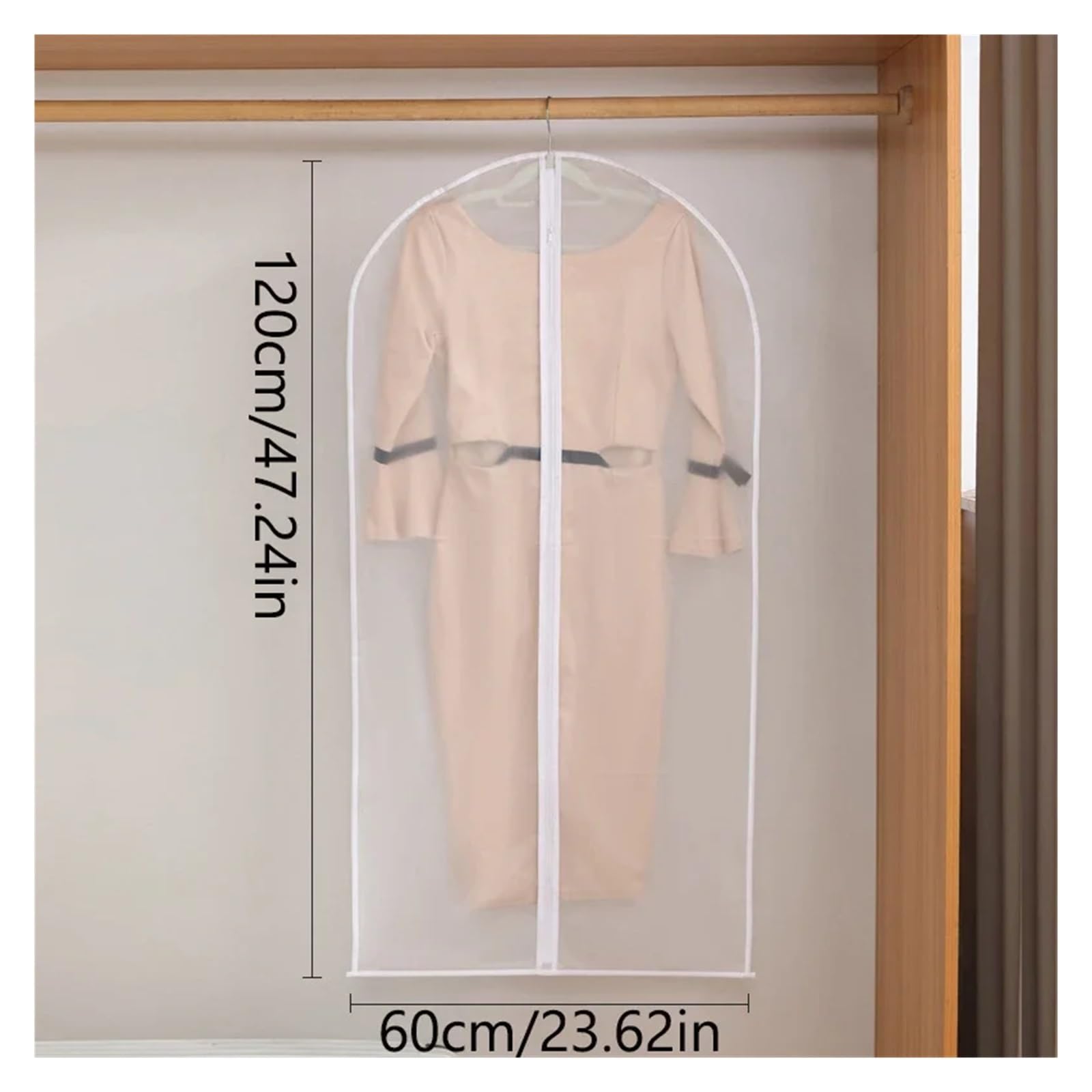 fundas para ropa 5PC Transparent Garment Bags Dustproof Zippered Hanging Clothes Storage Household Dust Cover Coat Suit Bag(60X120CM)