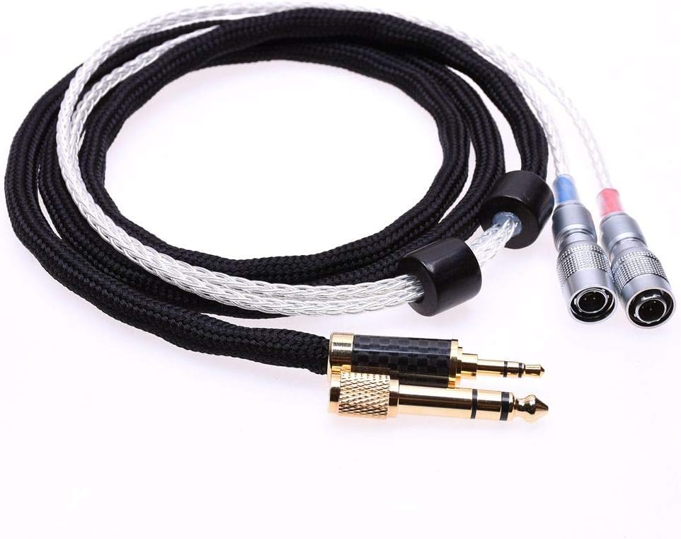 Black Sleeve 16 Cores 5N Pcocc Silver Plated HiFi Cable for Mr Speakers Ether Alpha Dog Prime Headphone Upgrade Cable Extension Cord (1.8meter (6feet), Hybrid)