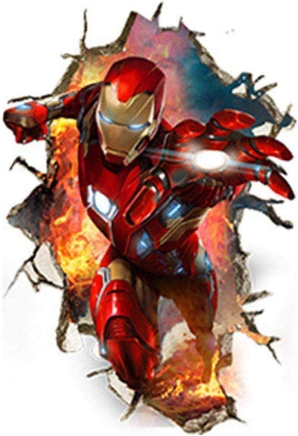 WARMBERL 3D Wall Stickers Iron Man Wall Sticker Broken Wall Vinyl Wall Sticker Nursery Decor Nursery
