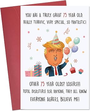 75th Birthday Gift for Men Women, Happy 75th Birthday Card, Naughty Donald Lecture Bday Card for Him Her, Great 65 Years Old Birthday Decorations for Parents