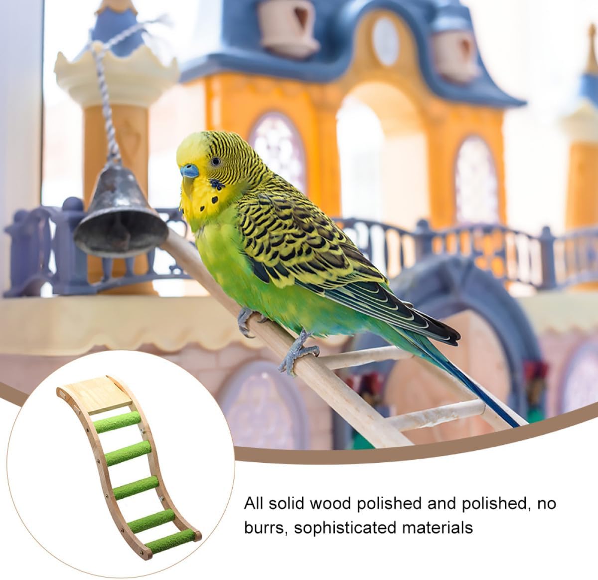 BESPORTBLE Parrot Wooden Ladder 2pcs Bird Cage Accessories Budgerigar Climbing Natural Sanded Wood Indoor Bird Ladder for Cockatiel