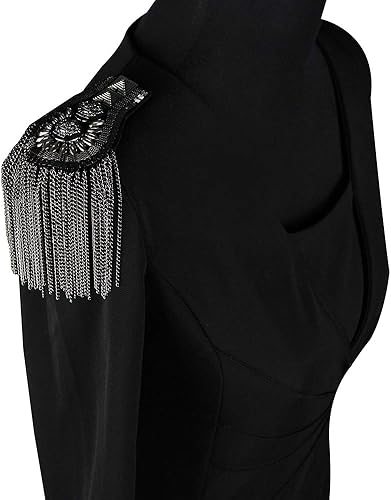 Miniatura 9 de Blazer Hombreras de hombro con borla Cadena charreteras de metal cuentas punk flecos Epault para traje 2 piezas (dorado)