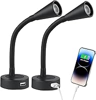 Vista 1 de Acegoo Luz de lectura LED de 12 V, lámpara de lectura regulable con cargador USB, luz de cuello flexible de 12 voltios para barco, cámper