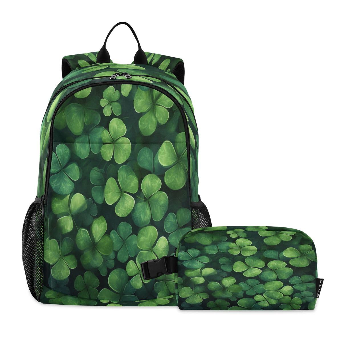 Sac à dos Saint-Patrick trèfle irlandais Mnsruu avec trousse et sac repas pour enfant