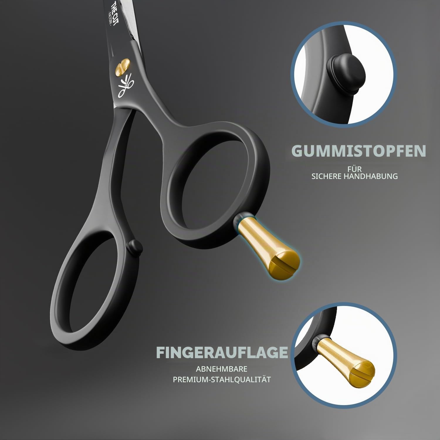 The Cut Factory Professionelle Haarschere, 16,5 cm, kohlenstoffreiches 420er-Edelstahl, Haarschneideschere, ultra-scharfe Friseurschere für Salon und Zuhause, ergonomisch für Männer, Frauen, Kinder