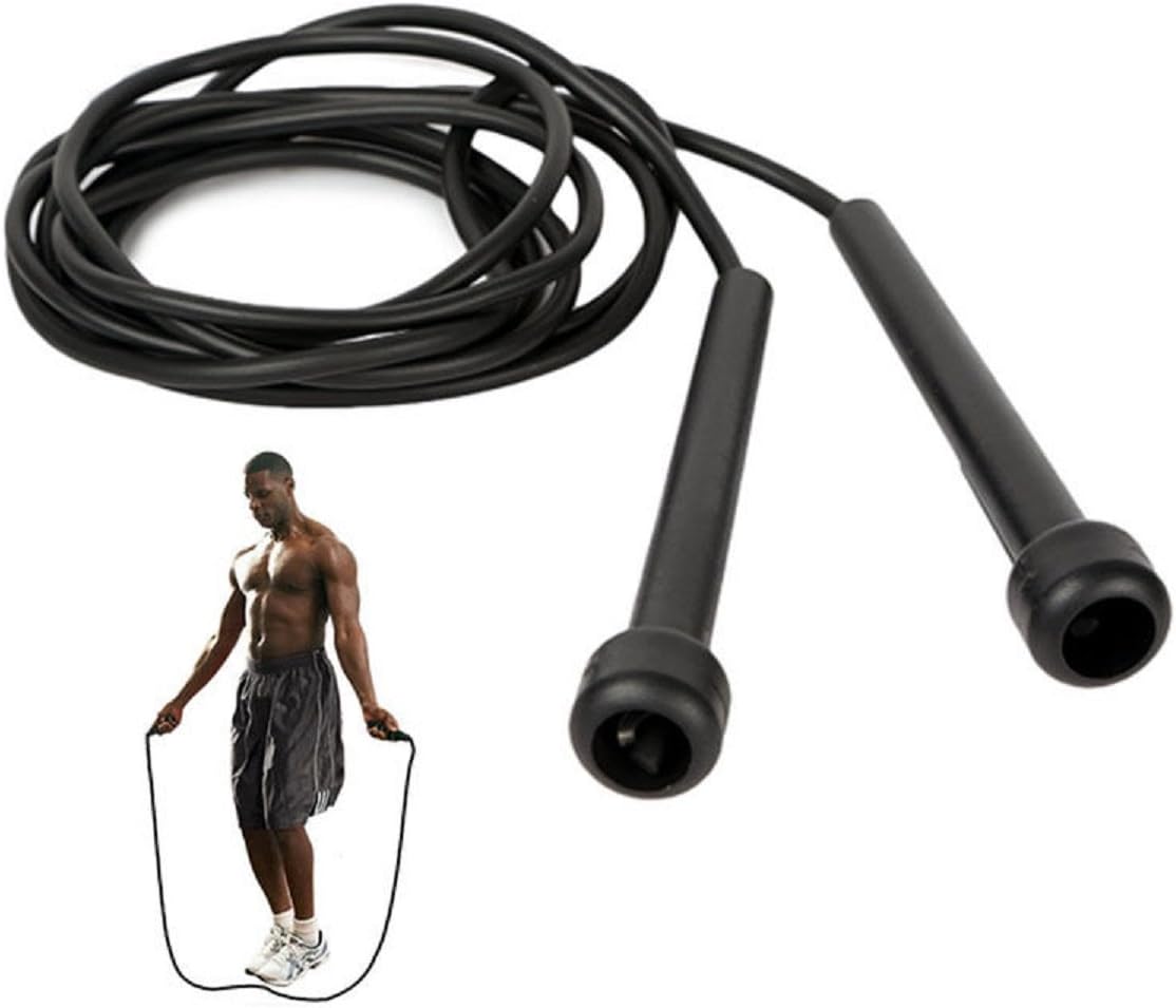WorldBestShop Speed Skipping Jump Rope Adjustable Fitness Wire Exercise Gym Boxing Abs Plastic Handle Color Black Fighting Machine Brand New