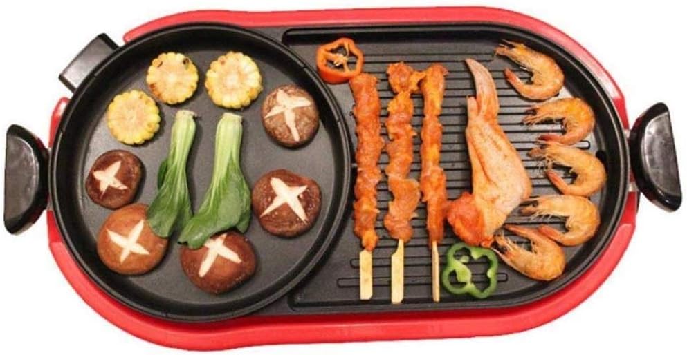 Electric Grill Indoor Hot Pot Multifunctional Teppanyaki,Capacity for 6 Family Gatherings
