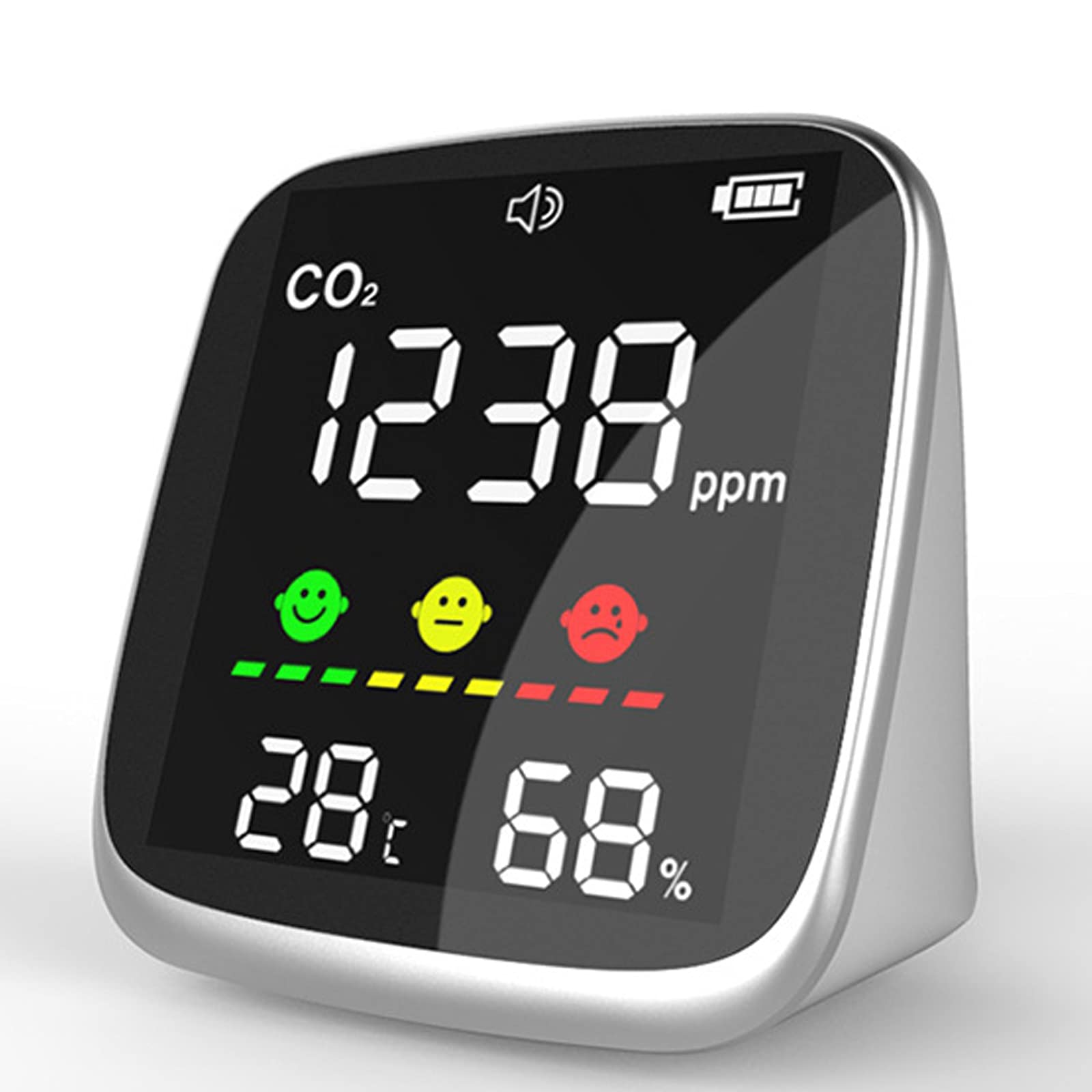 LOXO CASEAir Quality Monitor for CO2, CO2 Carbon Dioxide Detector, Temperature, Humidity, Air Quality Detector for Indoor Office Kitchen Gym, Built-in 1600mAh Lithium Battery DM-05