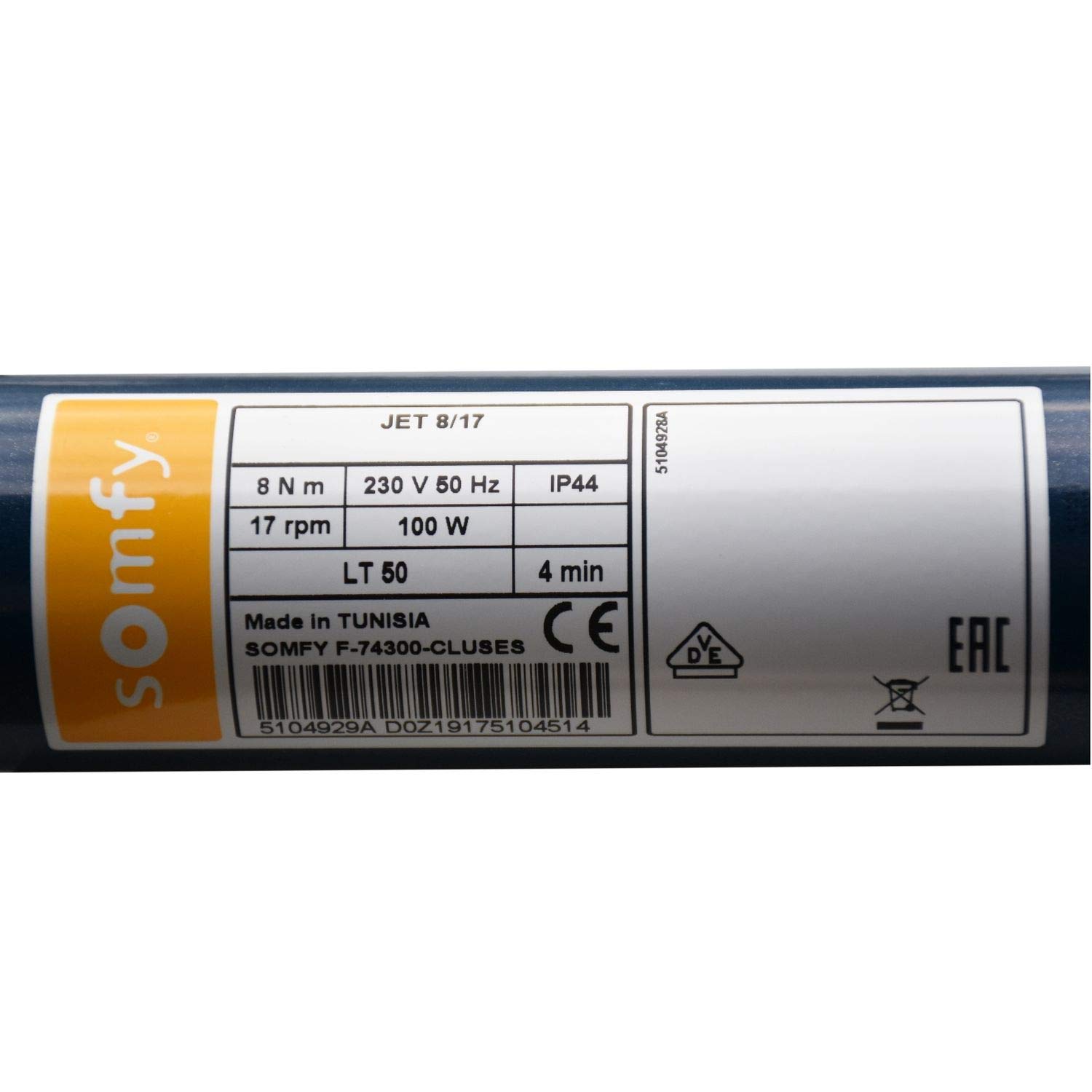 Somfy HiPro LT50 Jet 8/17 Moteur de volet roulant Moteur tubulaire Store enrouleur