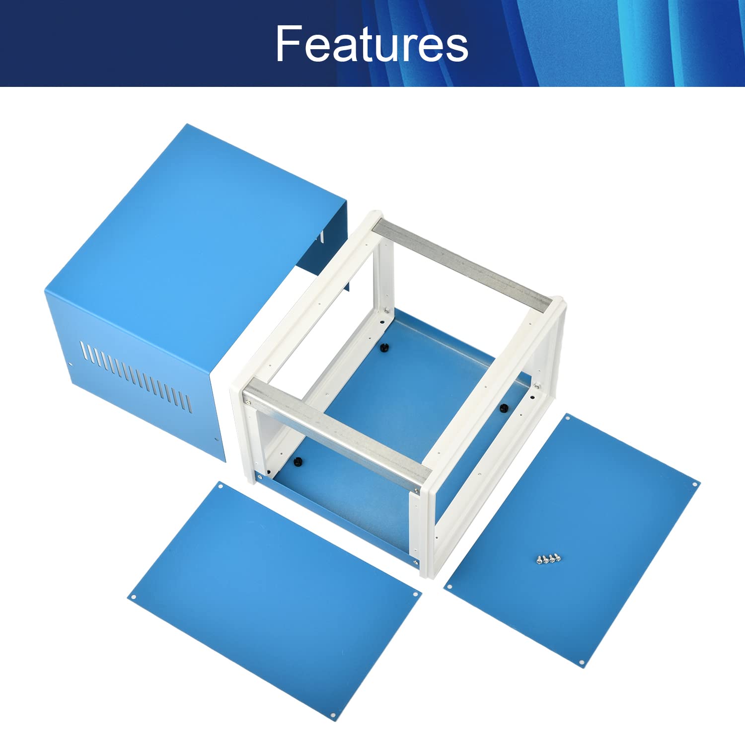 Cajas eléctricas, Azul Metal Proyecto Recinto DIY Caso Enclosure Junction Enclosure Case, 8.25" x 7.15" x 5.5", (Aicosineg)