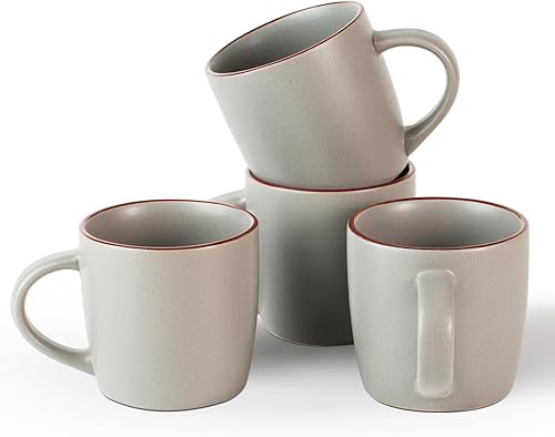 Miniatura 25 de famiware Mercury - Tazas de café de 13 onzas, juego de 4 tazas de café con asa, tazas para café con leche, té caliente, capuchino, moca, cacao,