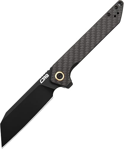 CJRB CUTLERY Cuchillo plegable Rampart (J1907-BCF) AR-RPM9 Acero en polvo Negro Hoja PVD Hoja de fibra de carbono Mango Cuchillo de bolsillo EDC disponible en Yaxa Peru