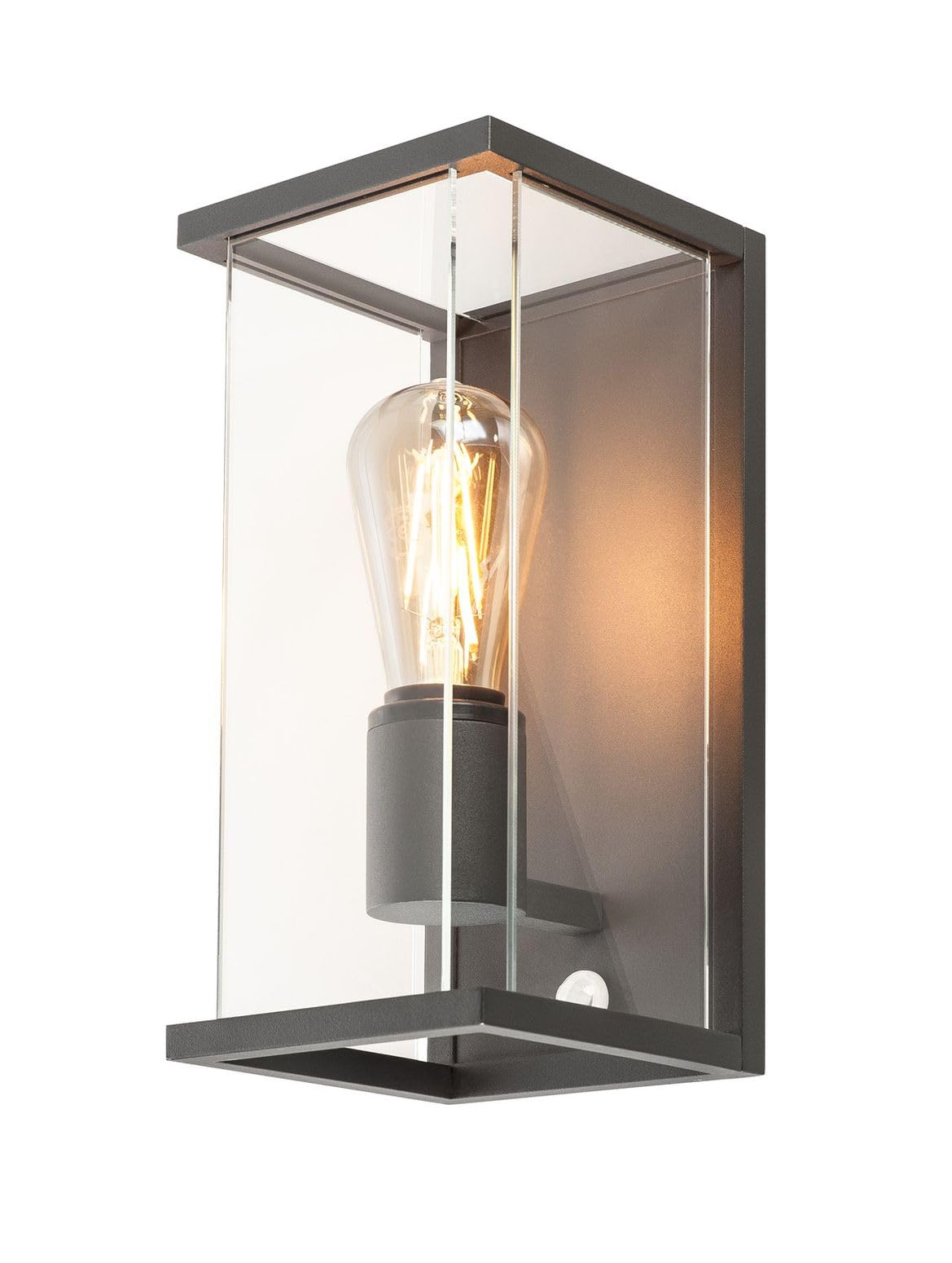 SLV Wandlampe QUADRULO | für die effektvolle Außenbeleuchtung von Wänden und Hauseingang | Wandstrahler, Wandleuchte, Aussenleuchte, Gartenlampe, Wegeleuchte | E27, 15W max, Grey