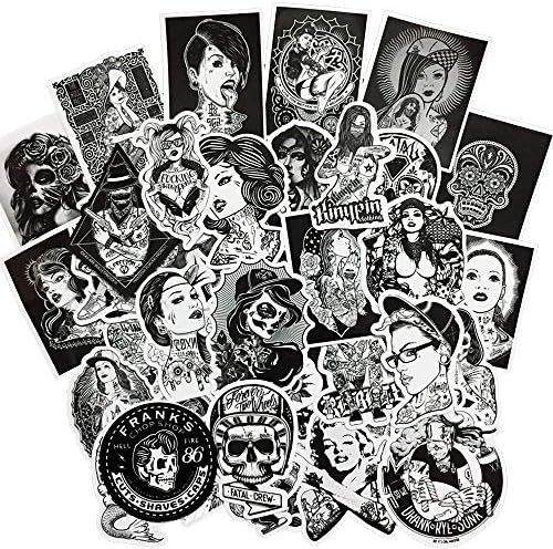 Beyong Cool Tattoo Decals Bumper Stickers Perfect to Car Motorcycle Bicycle Skateboard Helmet Laptop (Black and White Sticker 68 Pcs)