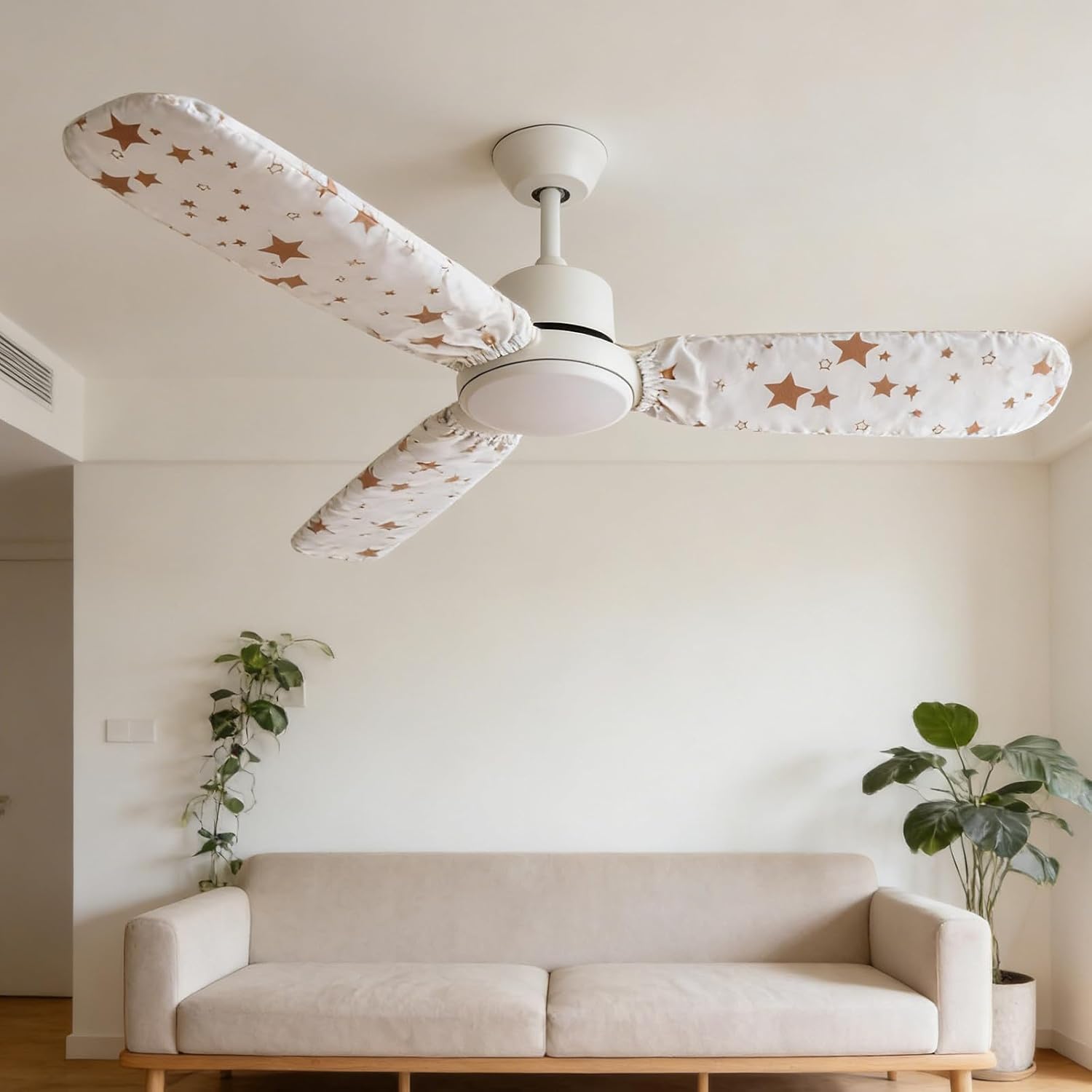 KICHOUSE 5pcs Decorative Ceiling Fan Blade Cloth Covers: Washable Fabrics Dust Cover for 42 Inch Ceiling Fan Length - Home Appliance Dusrproof Sleeves