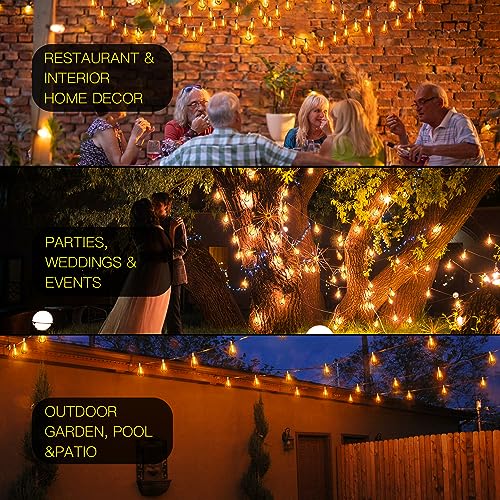 OHLUX Bistro String Lights Outdoor, 60FT Deck Lights with 32 Shatterproof ST38 Vintage Edison Bulbs, 2200K Warm Dimmable Connectable LED Light String for Outside Porch Yard Gazebos Balcony Garden - image 7