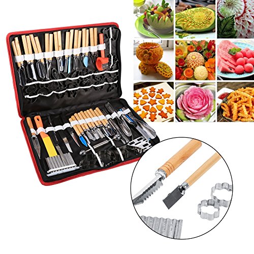 80 Stück Kulinarische Schnitzwerkzeug Set, Tragbare Kulinarische Schnitzwerkzeuge Garnieren Schneiden Carving Tool Set Geschenkideen für Caterer oder Hobby-Schnitzereien