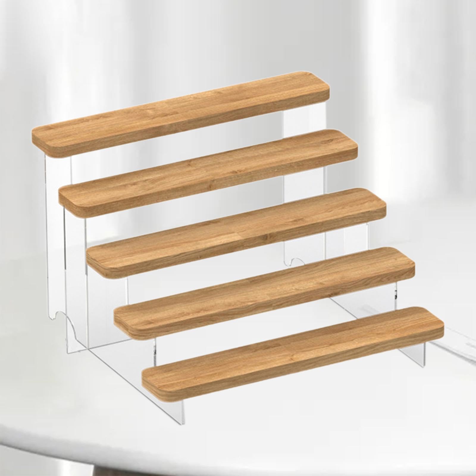 Klare Acryl Riser Display Ständer, Acrylic Display Riser Perfume Organizer Stand Showcase Jewelry Display Wood Tiered Display for Craft Figurine Decorations, 5 Layer(5 Layer)