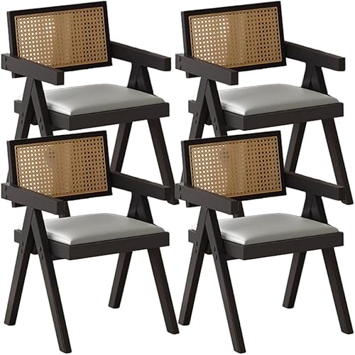 Miniatura 26 de YVYKFZD Juego de sillas de comedor de ratán, sillas de comedor de madera, sillas de cocina con respaldo tejido, sillón tapizado, silla auxiliar