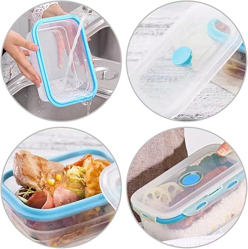 Miniatura 7 de Alimat PluS Contenedores de silicona para almacenamiento de alimentos de 40.5 onzas, paquete de 3 recipientes plegables extra grandes de
