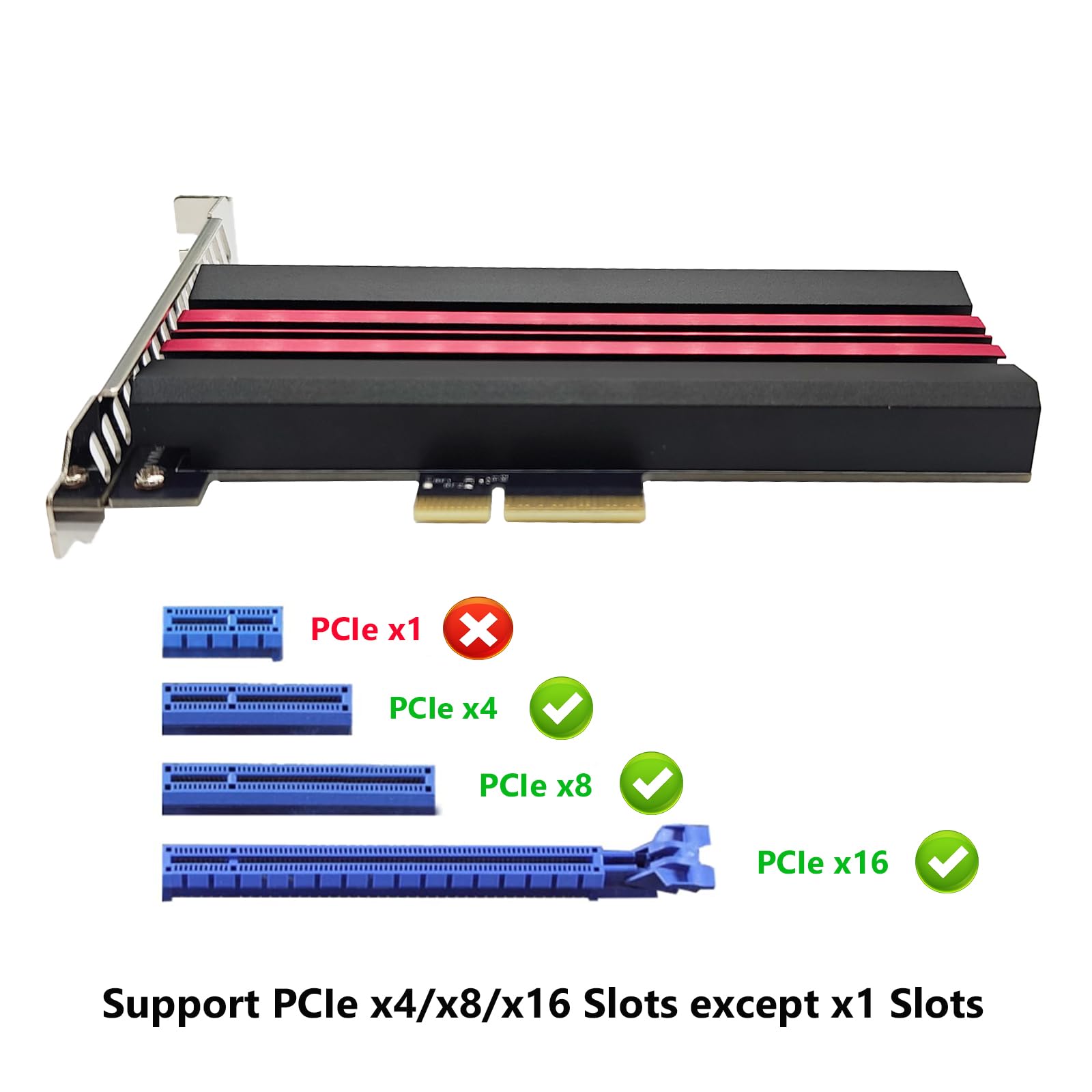 SAPGRC M.2 NVMe Gen5 to PCIe 5.0 Adapter Card, PCIe 5.0 M.2 SSD Expansion Card with Aluminum Heatsink and Dual Thermal Pads, Support PCIe 5.0/4.0/3.0 X16/X8/X4 for M.2 2280