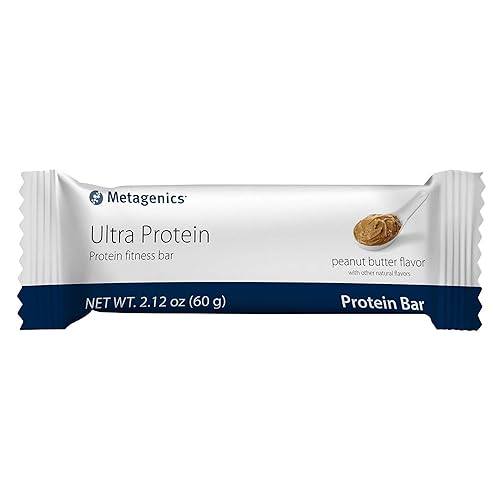 Miniatura 1 de Metagenics Ultra Protein Bar - Barra de proteína Fitness con 0.67oz de proteína y 0.28oz de fibra dietética, sabor a mantequilla de maní, 12 barras