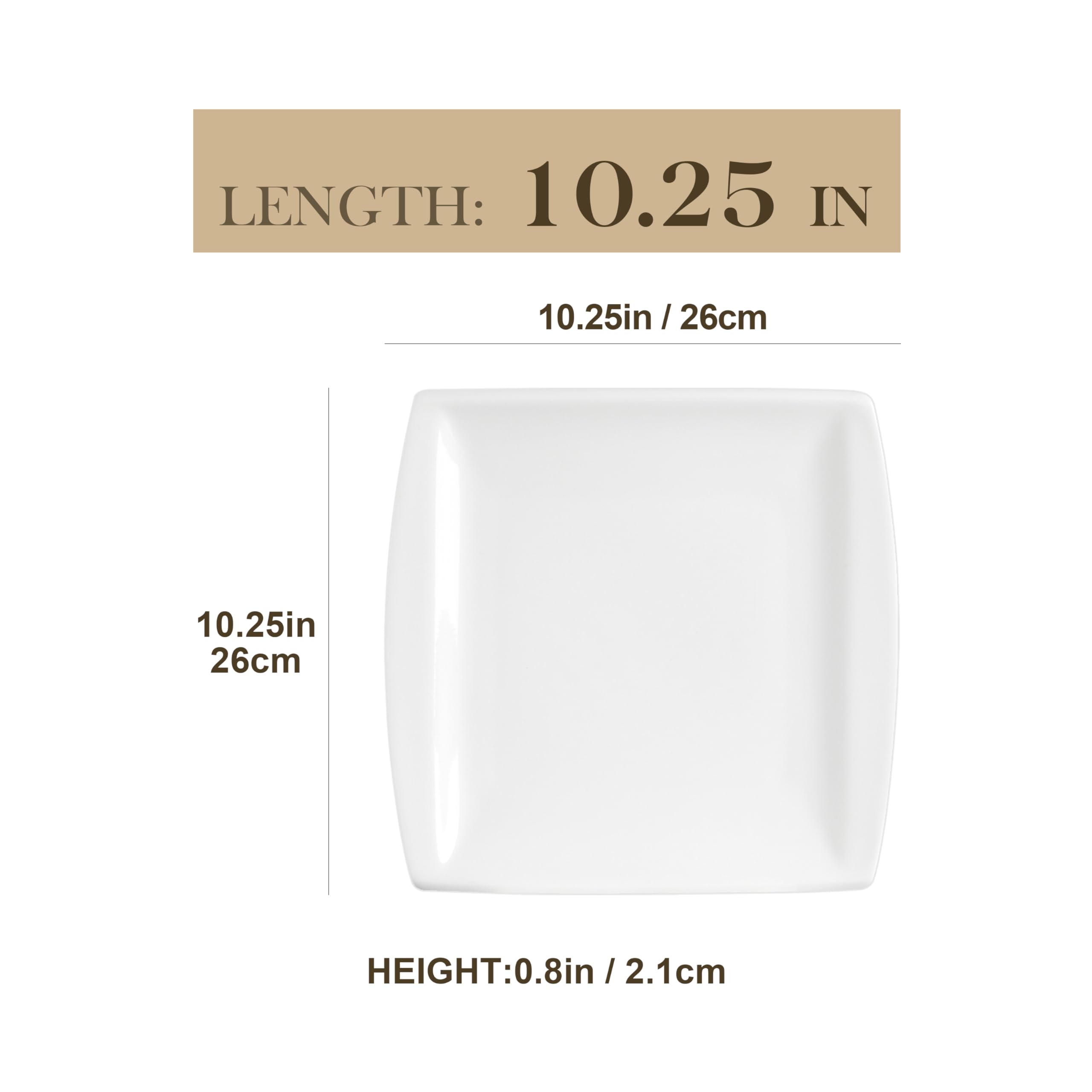 MALACASA Série Blance Lot de 6 assiettes plates en porcelaine de 26 cm Blanc crème Service d’assiettes pour 6 personnes