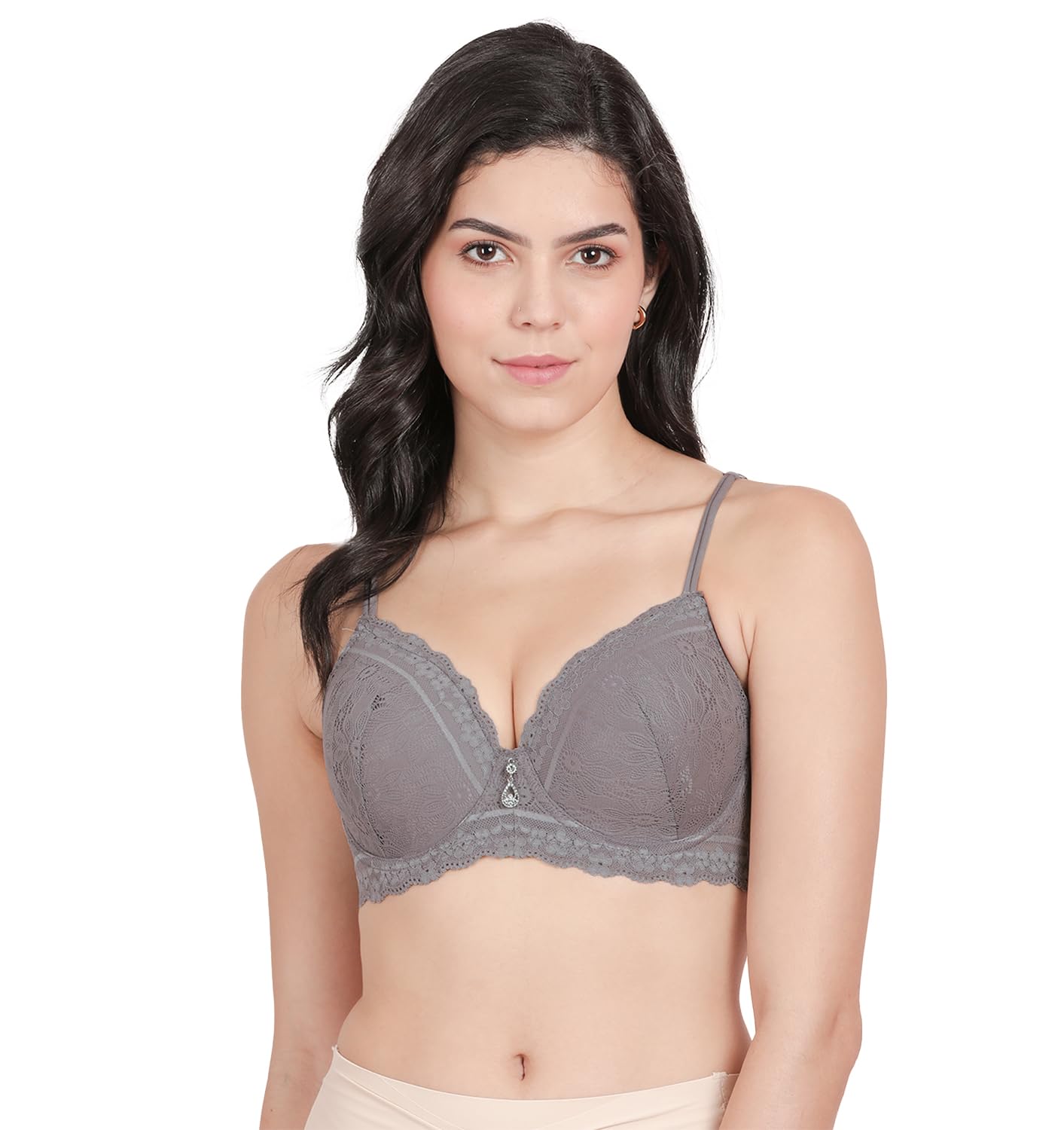 Fancy Strap Padded Wired Bra-image-20
