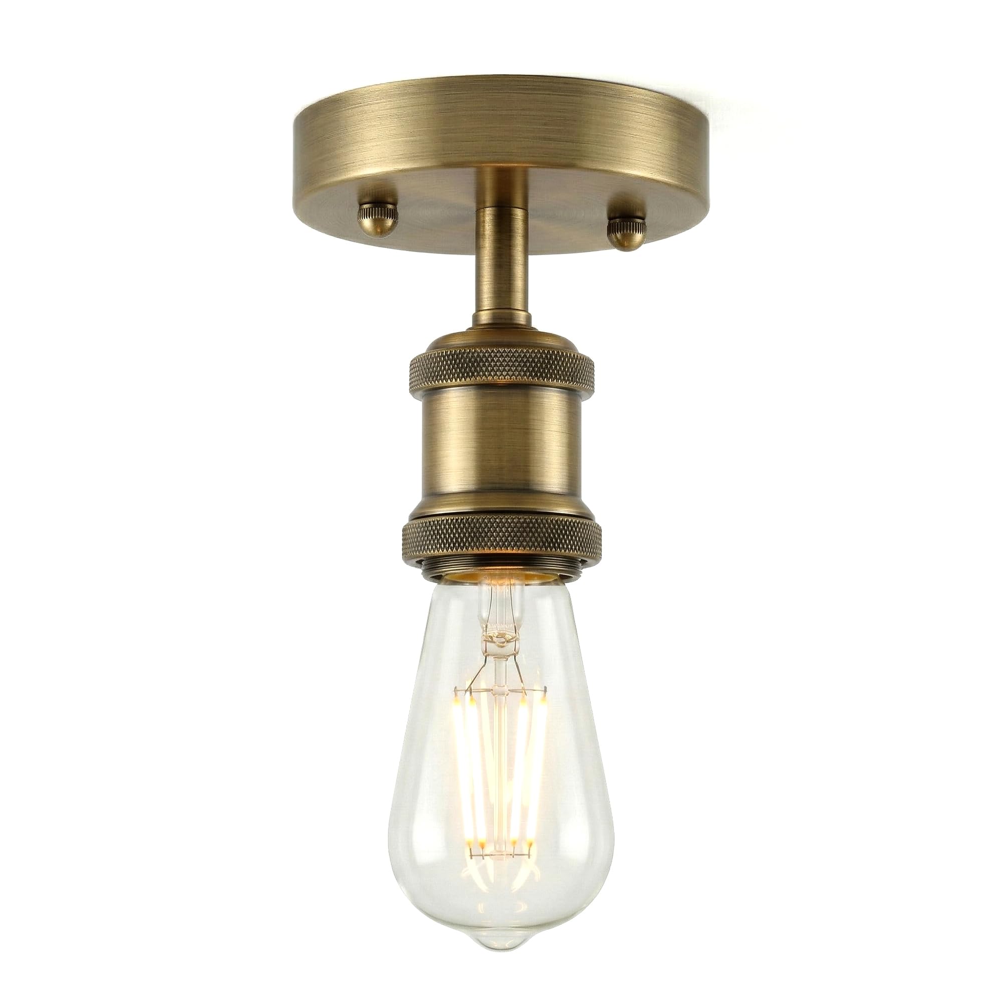 DC VOLTAGE Retro Flush Mount Ceiling Light Green Brass E27 Lamp Holder