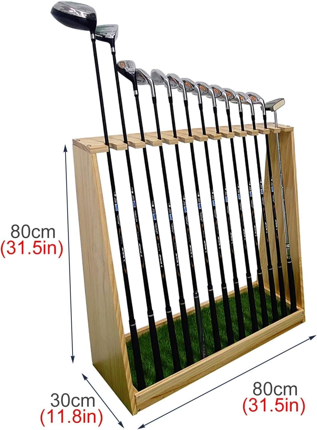Katzowen Large Golf Club Rack Display Wood, Floor Stand Golf Putter Rack, Golf Clubs Shelf Organizer Equipment Storage, Hold 13 Clubs, Outside/Inside/Garage (Size : 13 Holder)