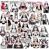 30pcs Sexy Pinup Nun Stickers, Gothic Anime Nun Vinyl Decals, Nun Valak Stickers, for Laptop, Water Bottle, Journal, Skateboard – Edgy Dark Art Sticker Pack