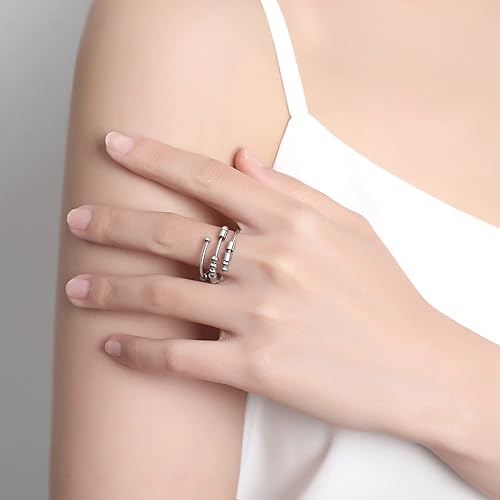 Miniatura 6 de GOGOEY Morse Code Rings for Women, Stainless Steel Spinner Ring Fidget Rings for Anxiety Ring Morse Code Rings Inspirational Gifts Jewelry Women