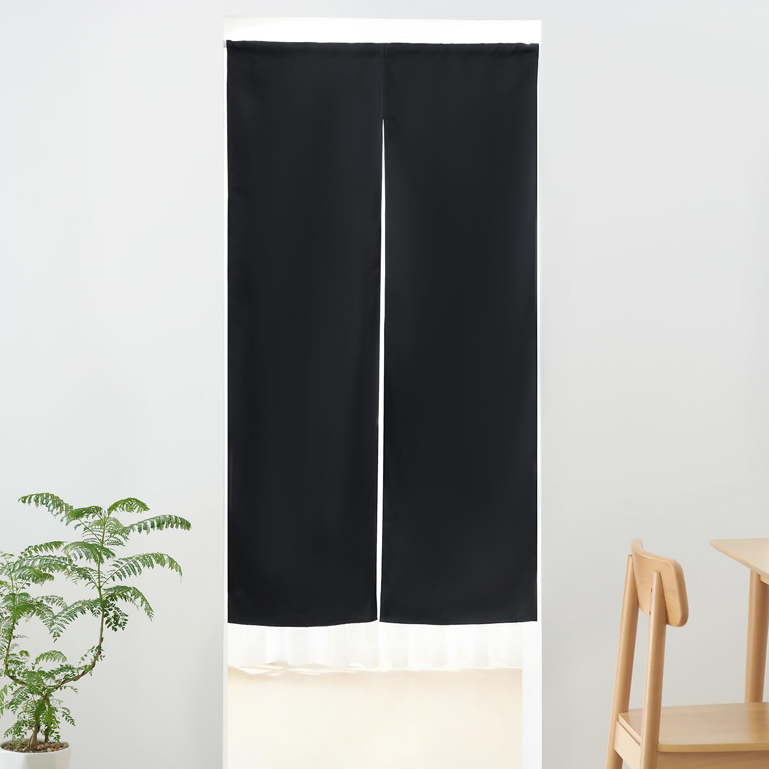 Kumori Black Noren Blackout Door Curtain 28x59in Polyester Washable