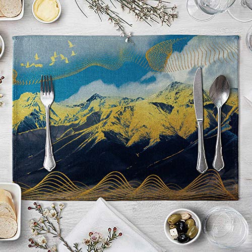 Beydodo Juego de 2 manteles individuales modernos de lino para mesa de comedor de 30,5 x 40,6 cm, decoración del hogar