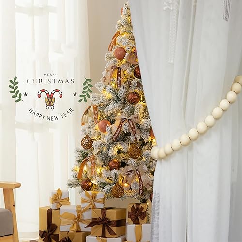 Miniatura 4 de HIASTRA Abrazaderas magnéticas para cortinas con cuentas de madera, soporte de cortina decorativo bohemio, para exteriores, cortinas naturales para