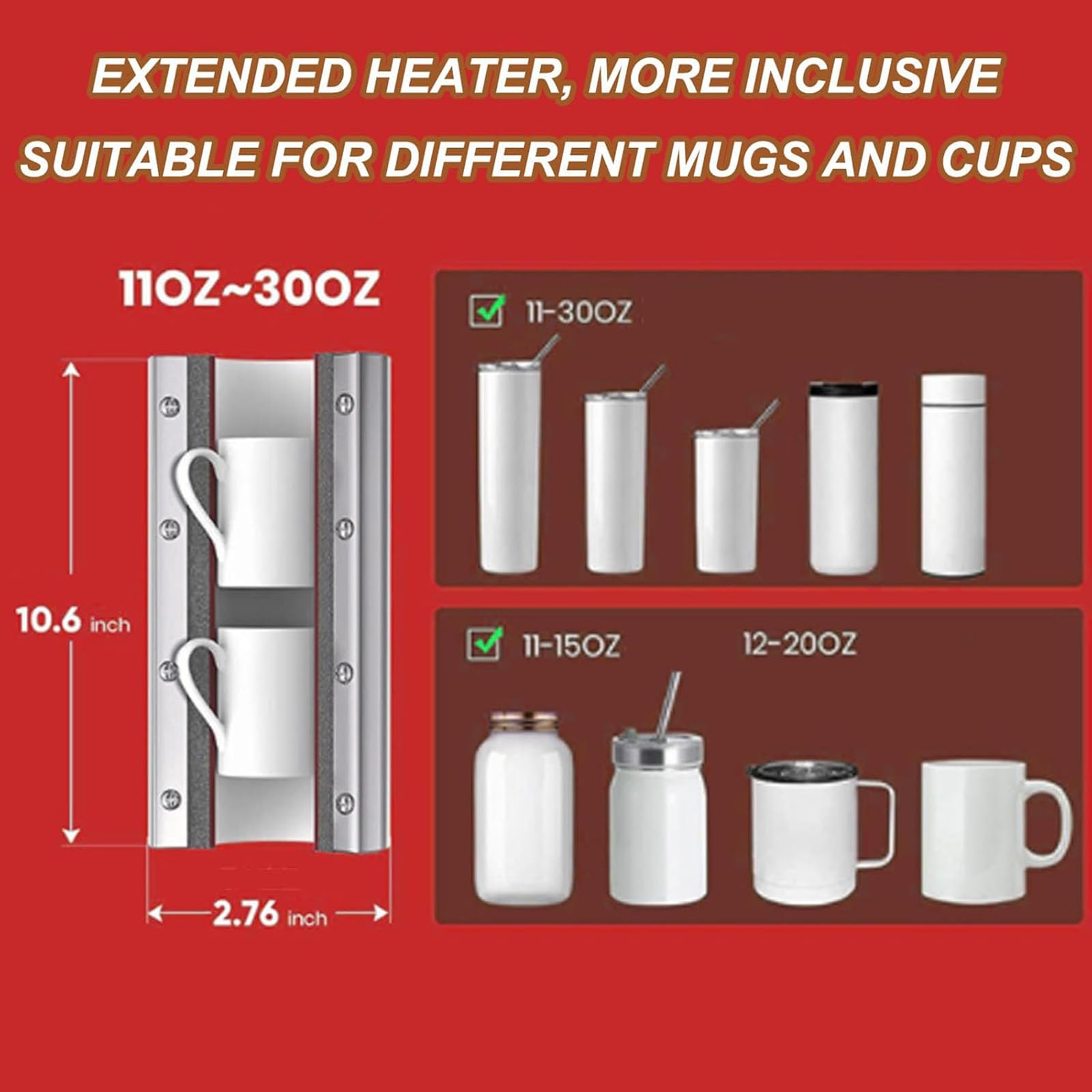 Prensa Térmica Compacta para Tazas con Sensor Integrado Y Pantalla LED. Compatible con Tazas De 325-900 Ml, Temperatura De 40 °C a 210 °C Y Tiempo Ajustable De 1 a 999 S. Alta Eficiencia
