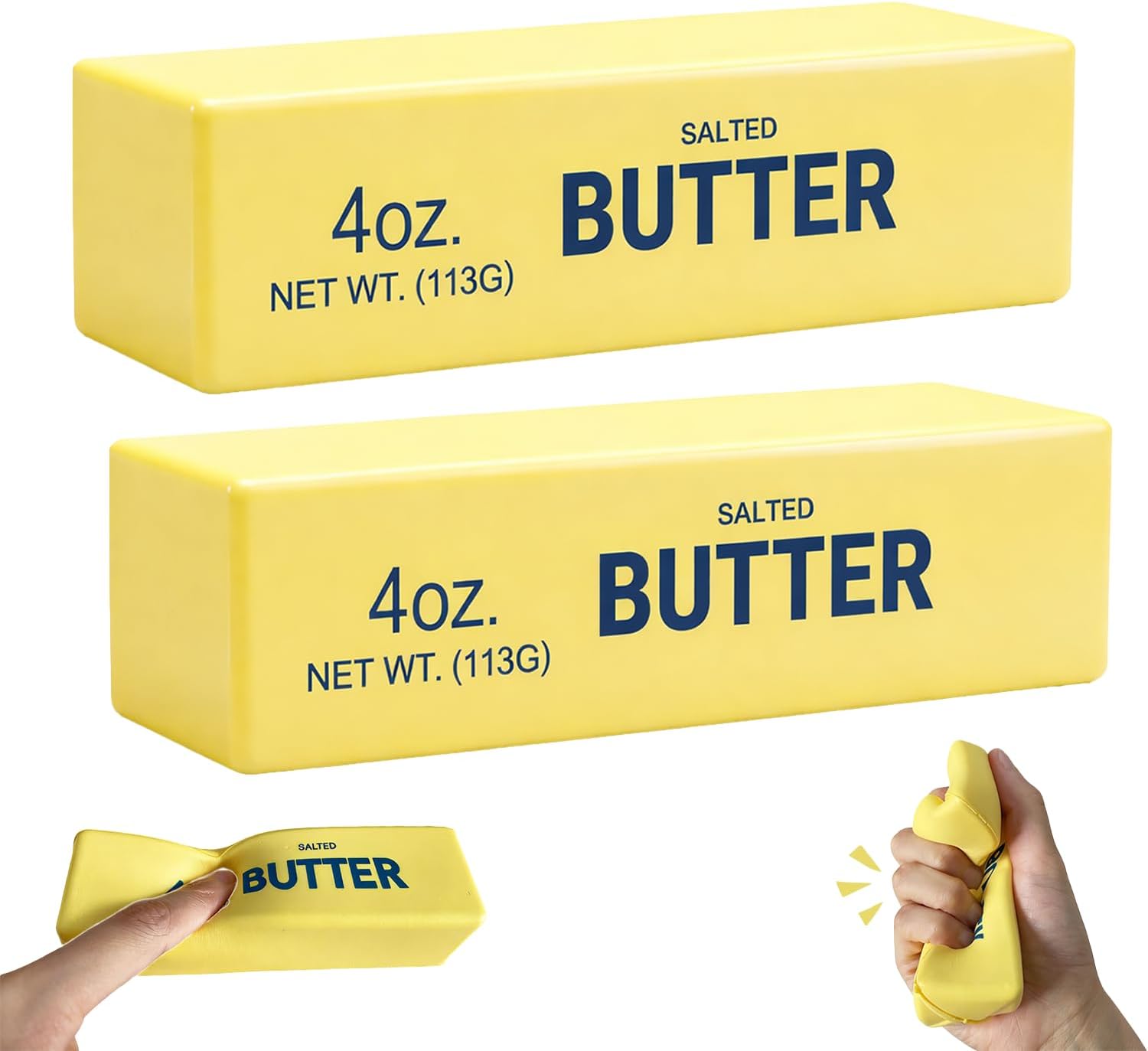 Butter Squishy Slow Rising Stress Relief Toy, Realistic Butter Stick Squeeze Toy, Soft PU Foam Fidget Toy for Anxiety & Sensory Relief, Cute Desk Decor for Kids & Adults, Office & School(2PCS)
